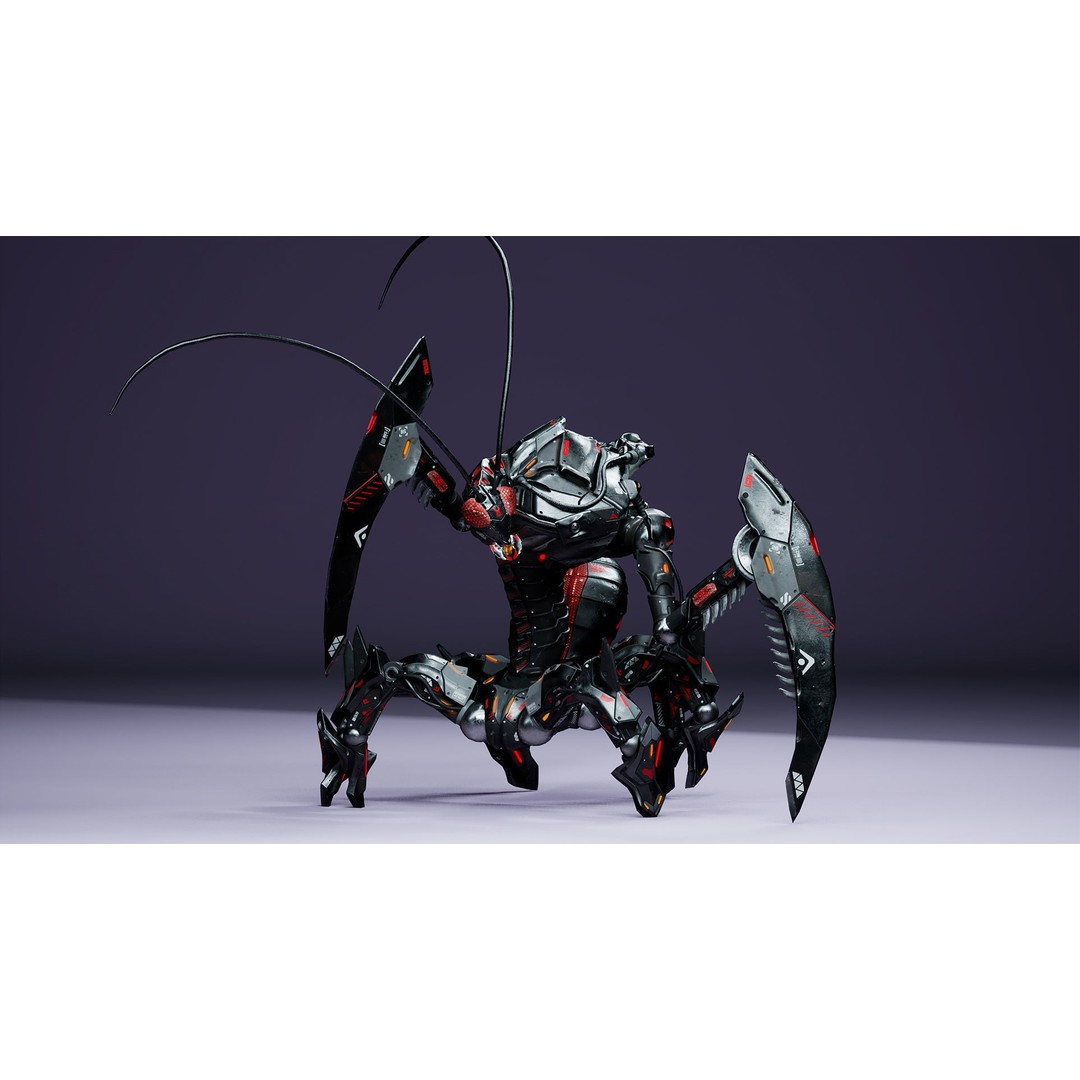 SciFi Insect Mantis 3D Model – Low Poly Animated Character, FBX - View 8