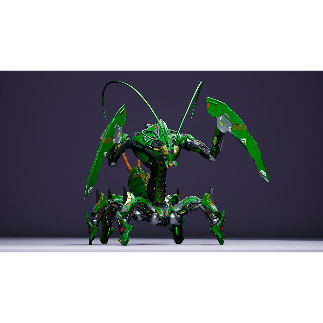 SciFi Insect Mantis 3D Model – Low Poly Animated Character, FBX - View 9