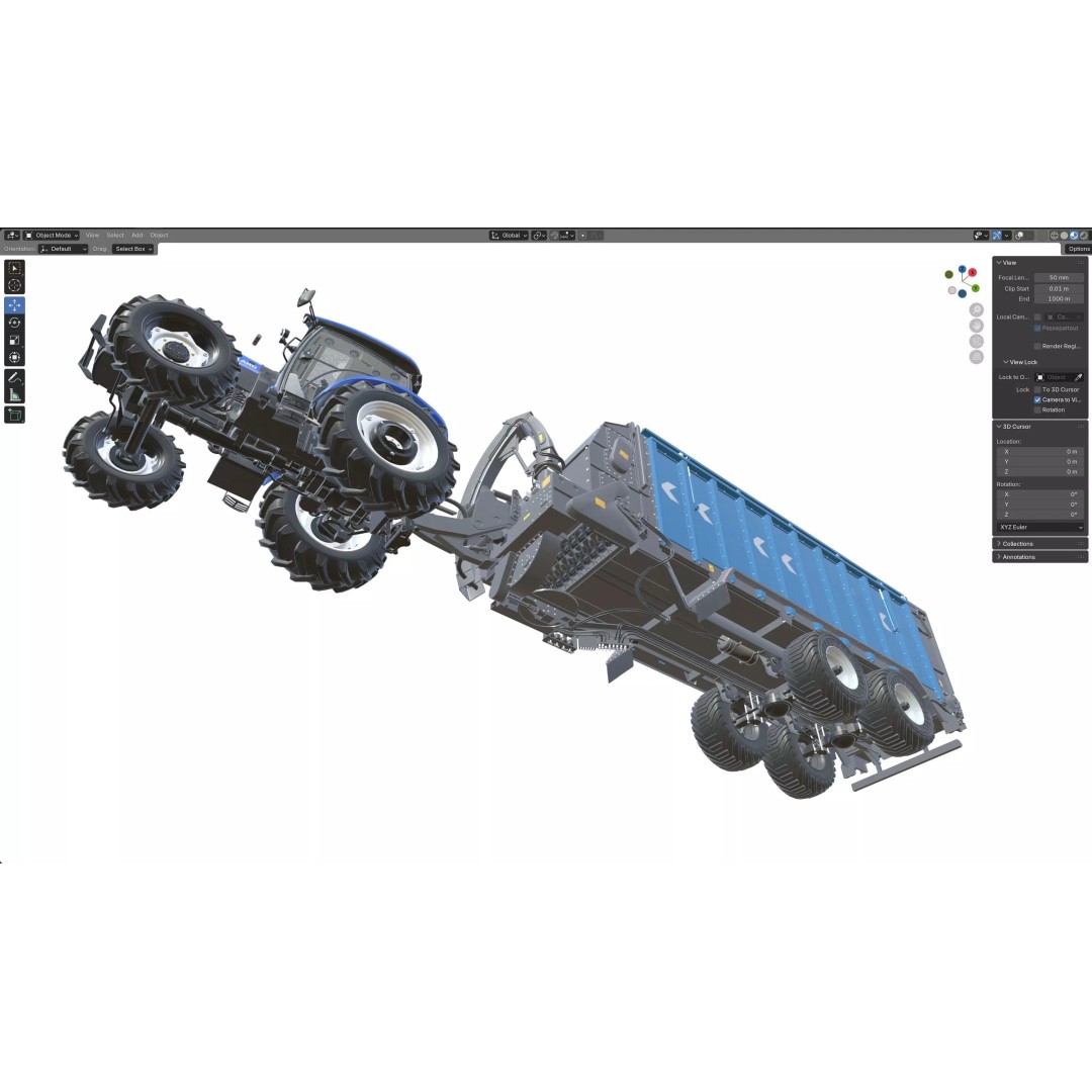 New Holland WorkMaster Tractor 3D Model – Low Poly Game Asset, FBX