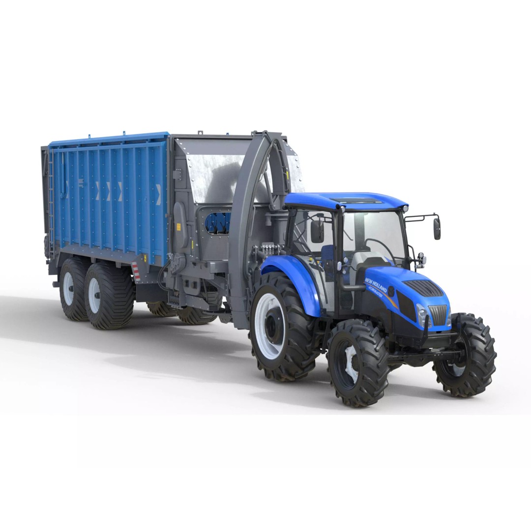 New Holland WorkMaster Tractor 3D Model – Low Poly Game Asset, FBX - View 2