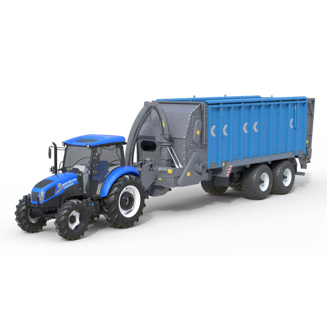 New Holland WorkMaster Tractor 3D Model – Low Poly Game Asset, FBX - View 4