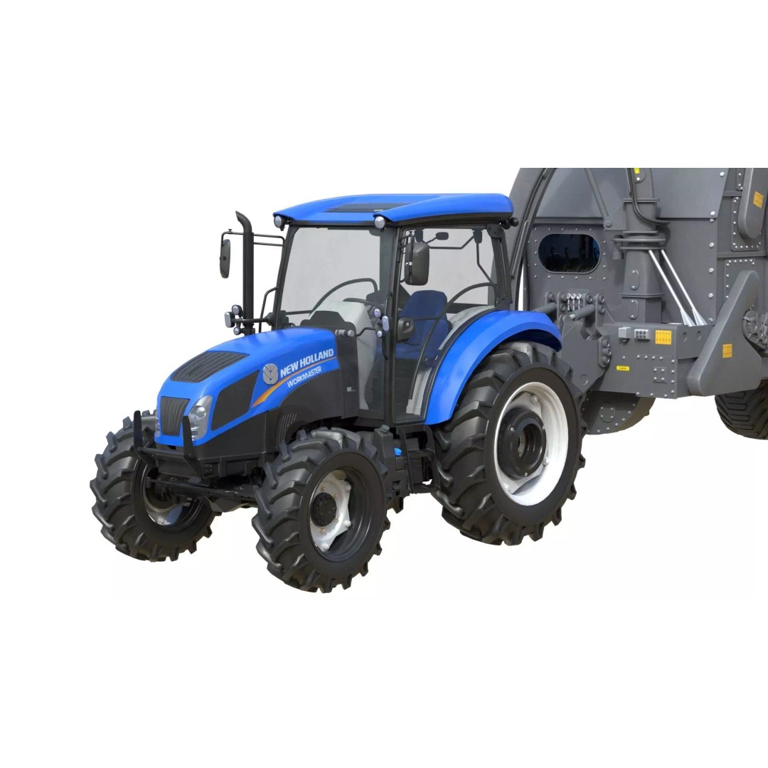New Holland WorkMaster Tractor 3D Model – Low Poly Game Asset, FBX - View 5