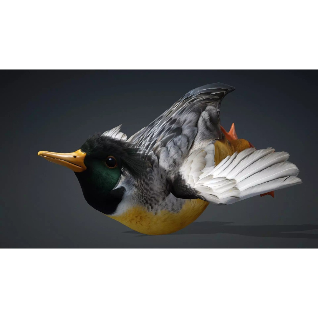 Duck-B1 3D Model – Rigged PBR Animated Bird Asset for Games - View 10
