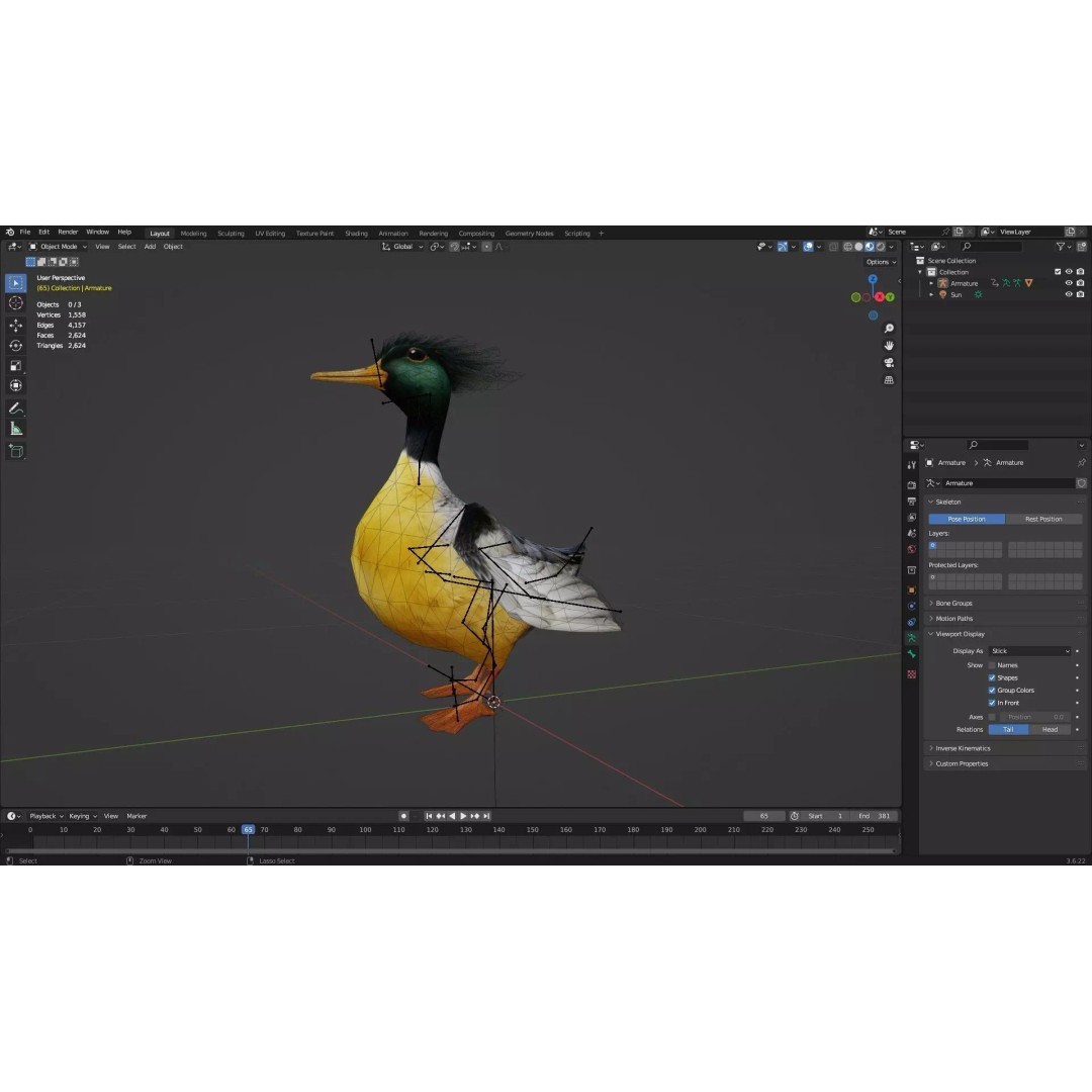 Duck-B1 3D Model – Rigged PBR Animated Bird Asset for Games - View 19