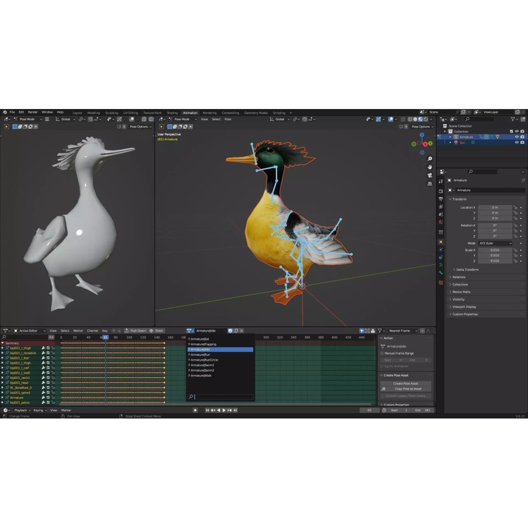 Duck-B1 3D Model – Rigged PBR Animated Bird Asset for Games - View 22