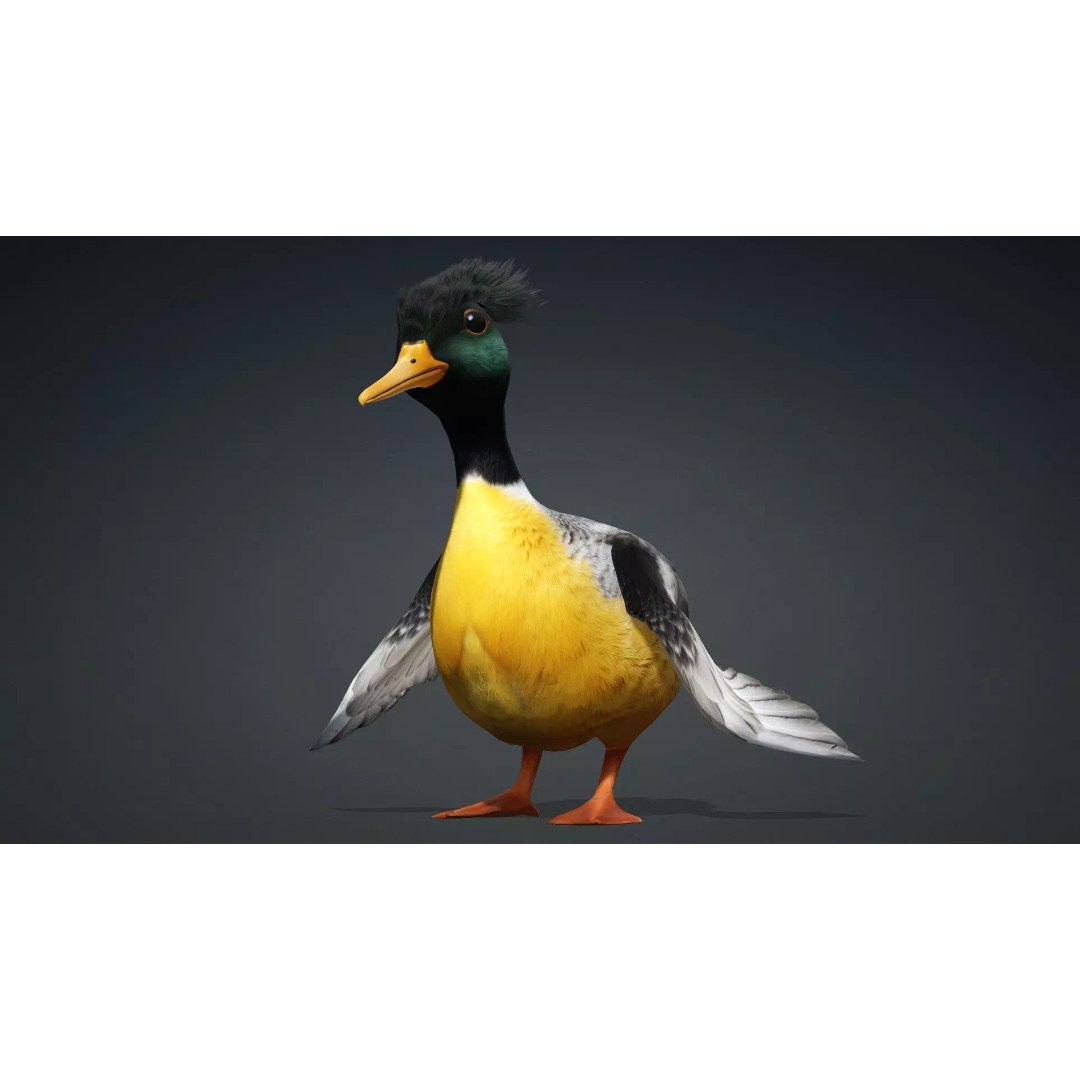Duck-B1 3D Model – Rigged PBR Animated Bird Asset for Games - View 6