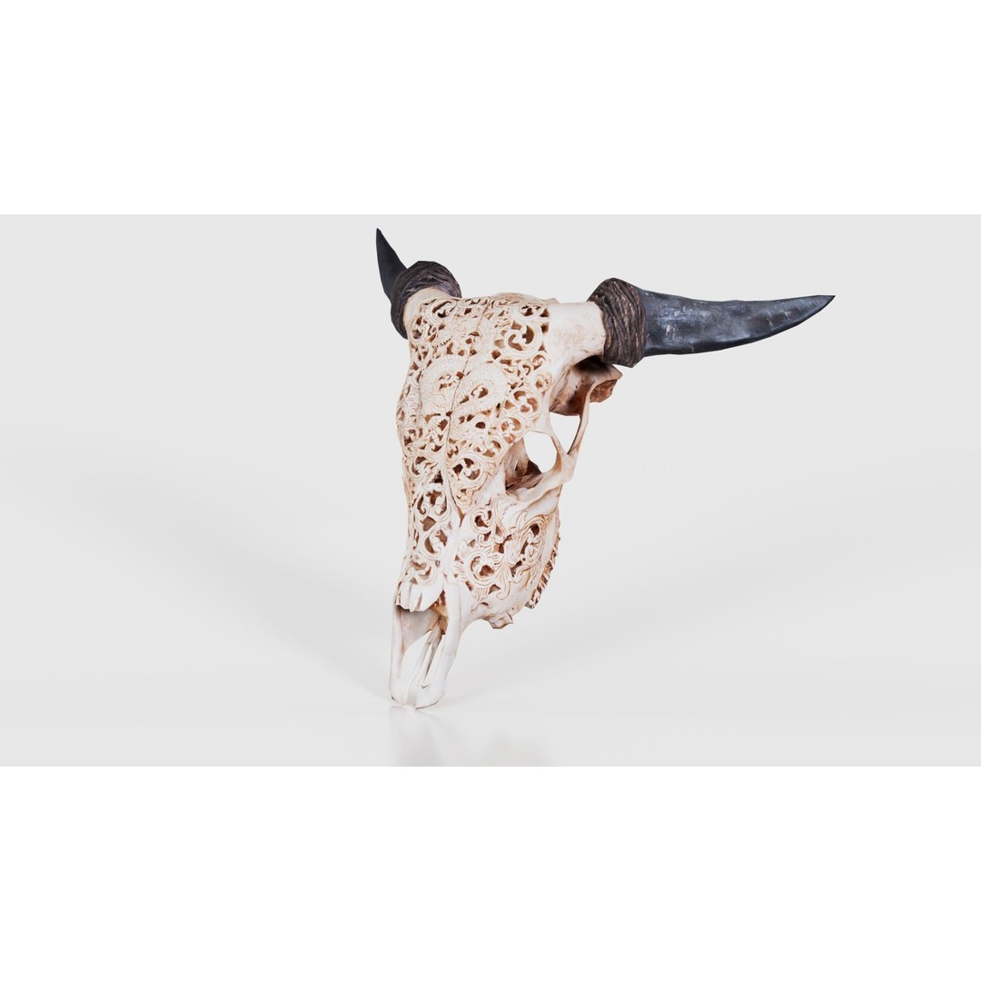 Dragon Decorated Skull 3D Model – Low Poly Game Asset, FBX, Blender