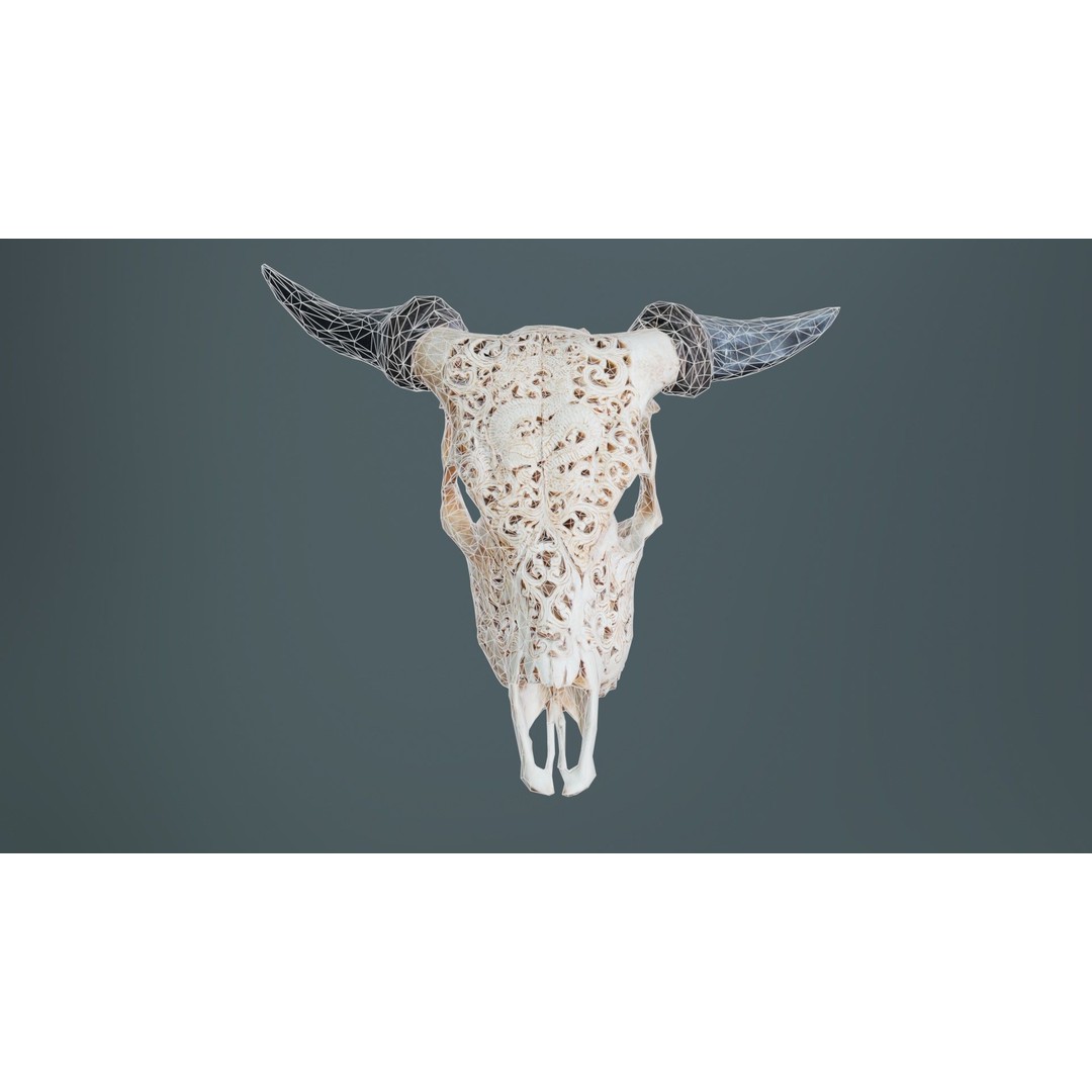 Dragon Decorated Skull 3D Model – Low Poly Game Asset, FBX, Blender - View 11