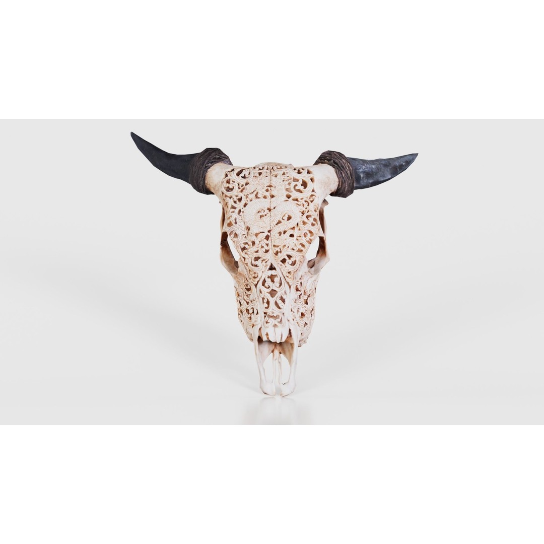 Dragon Decorated Skull 3D Model – Low Poly Game Asset, FBX, Blender - View 17