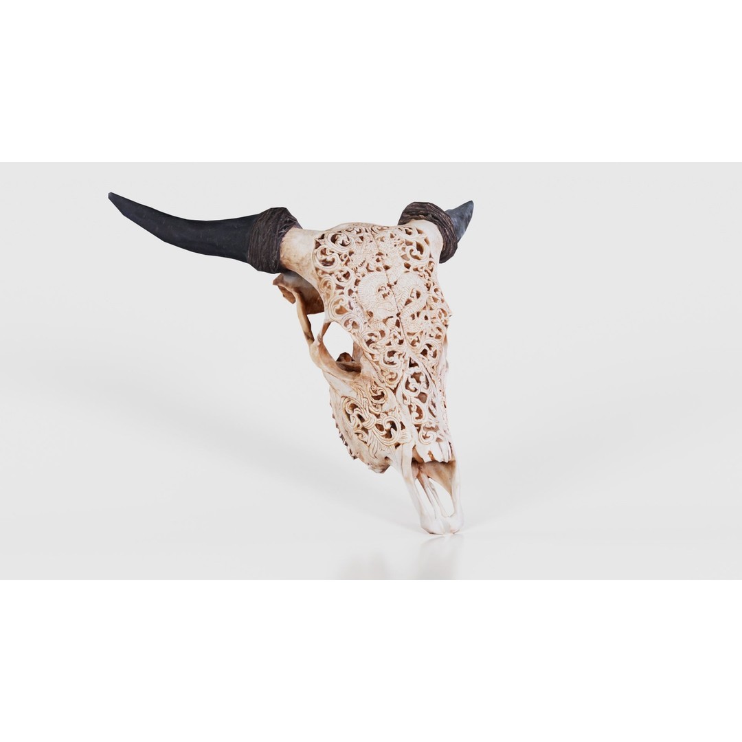 Dragon Decorated Skull 3D Model – Low Poly Game Asset, FBX, Blender - View 18