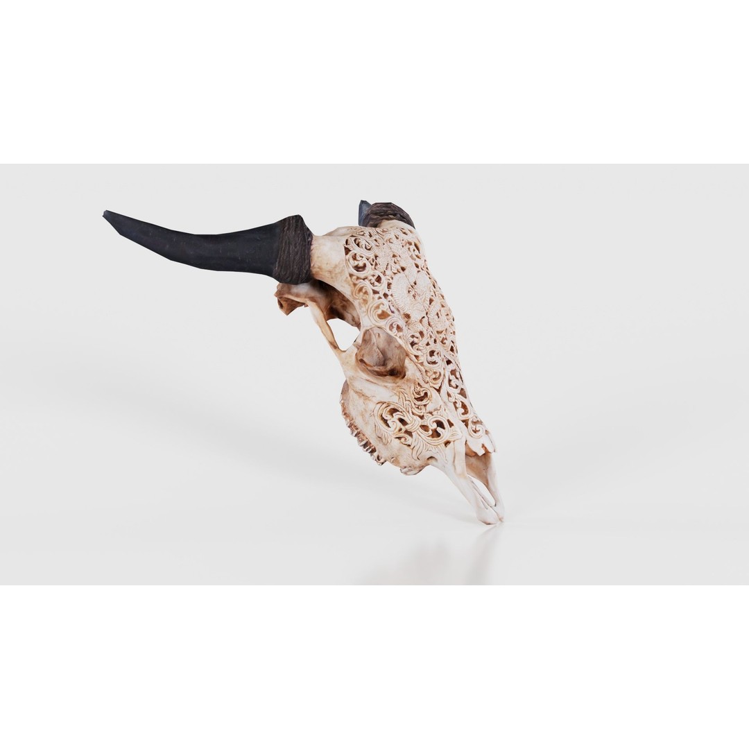 Dragon Decorated Skull 3D Model – Low Poly Game Asset, FBX, Blender - View 19