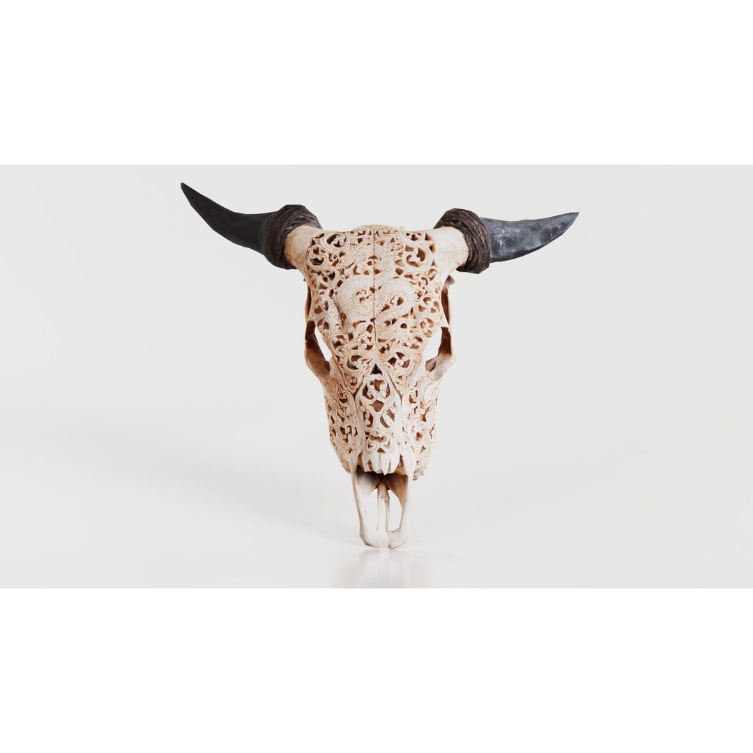 Dragon Decorated Skull 3D Model – Low Poly Game Asset, FBX, Blender - View 6