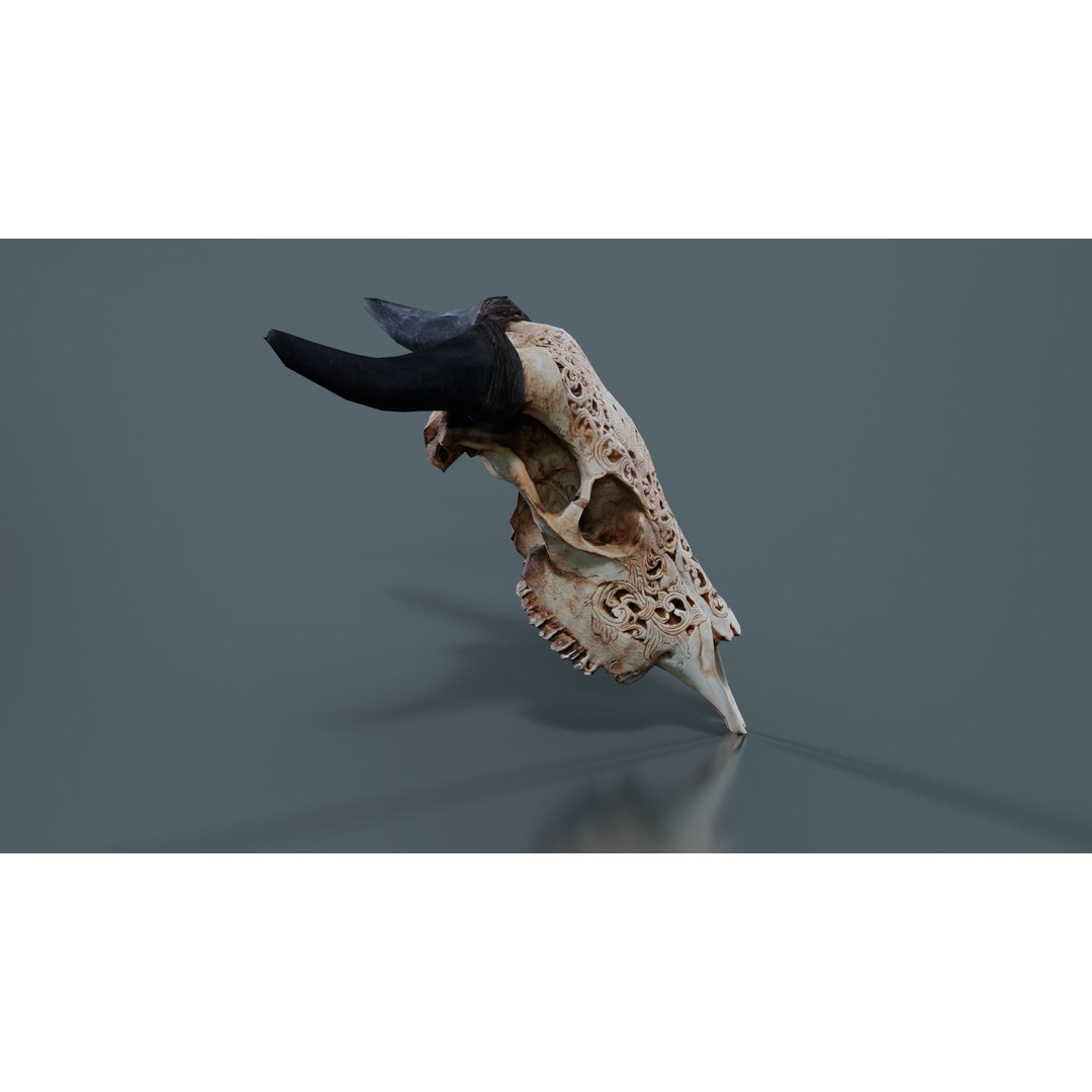 Dragon Decorated Skull 3D Model – Low Poly Game Asset, FBX, Blender - View 9