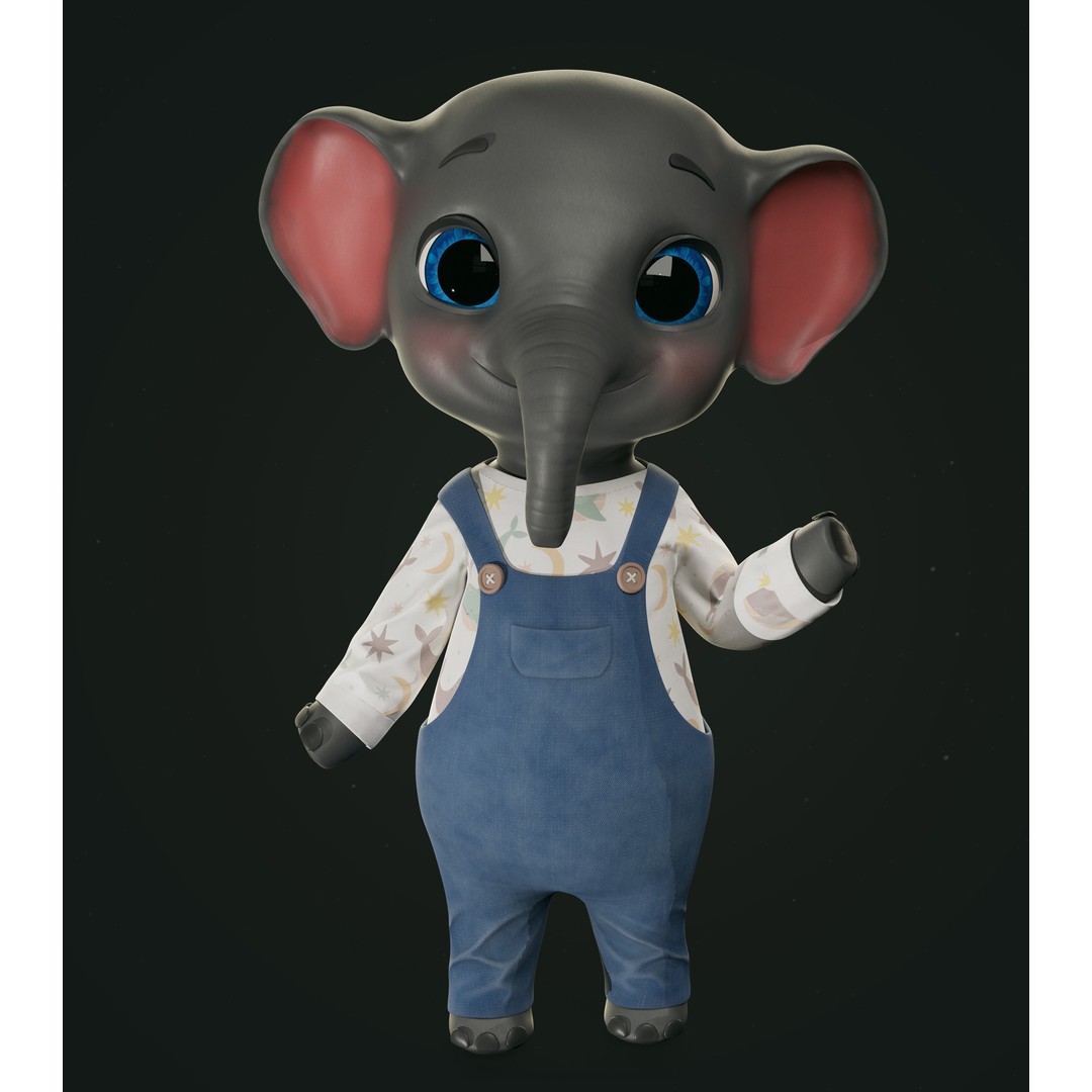 Elephant 3D Model – Low Poly Rigged Character with PBR Textures - View 17