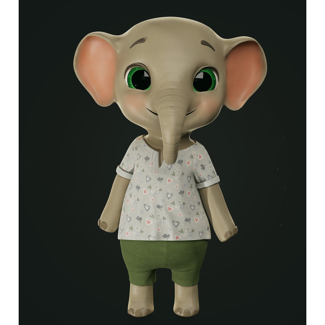 Elephant 3D Model – Low Poly Rigged Character with PBR Textures - View 19