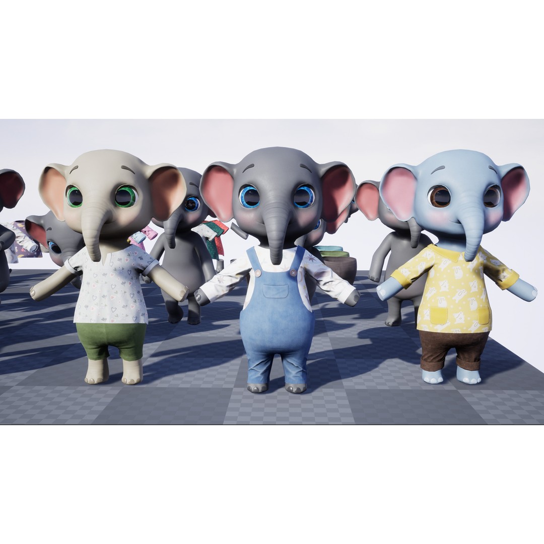 Elephant 3D Model – Low Poly Rigged Character with PBR Textures - View 20