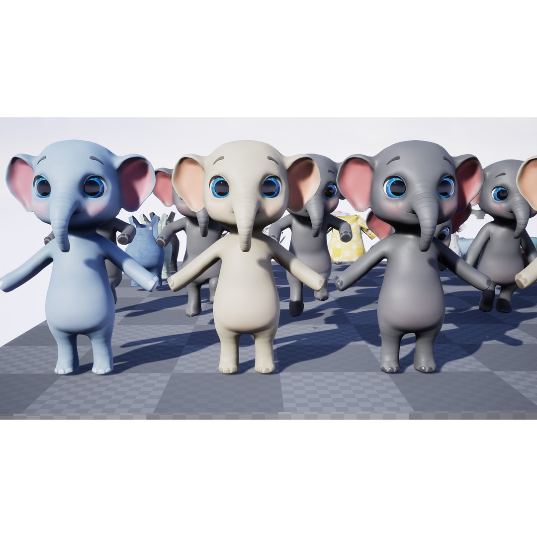 Elephant 3D Model – Low Poly Rigged Character with PBR Textures - View 21