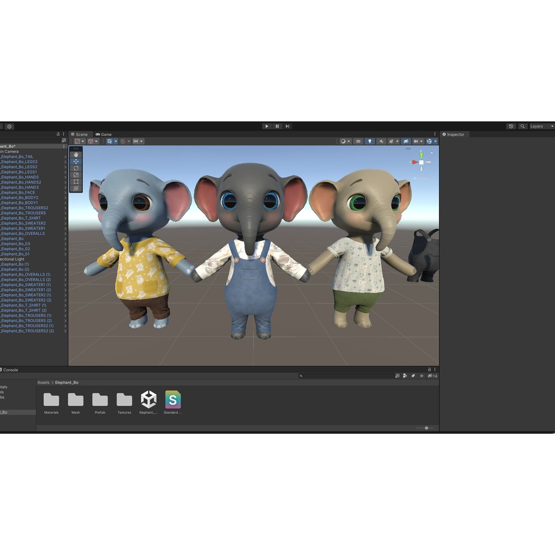Elephant 3D Model – Low Poly Rigged Character with PBR Textures - View 23