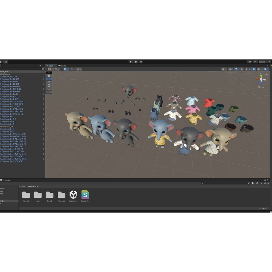 Elephant 3D Model – Low Poly Rigged Character with PBR Textures - View 24