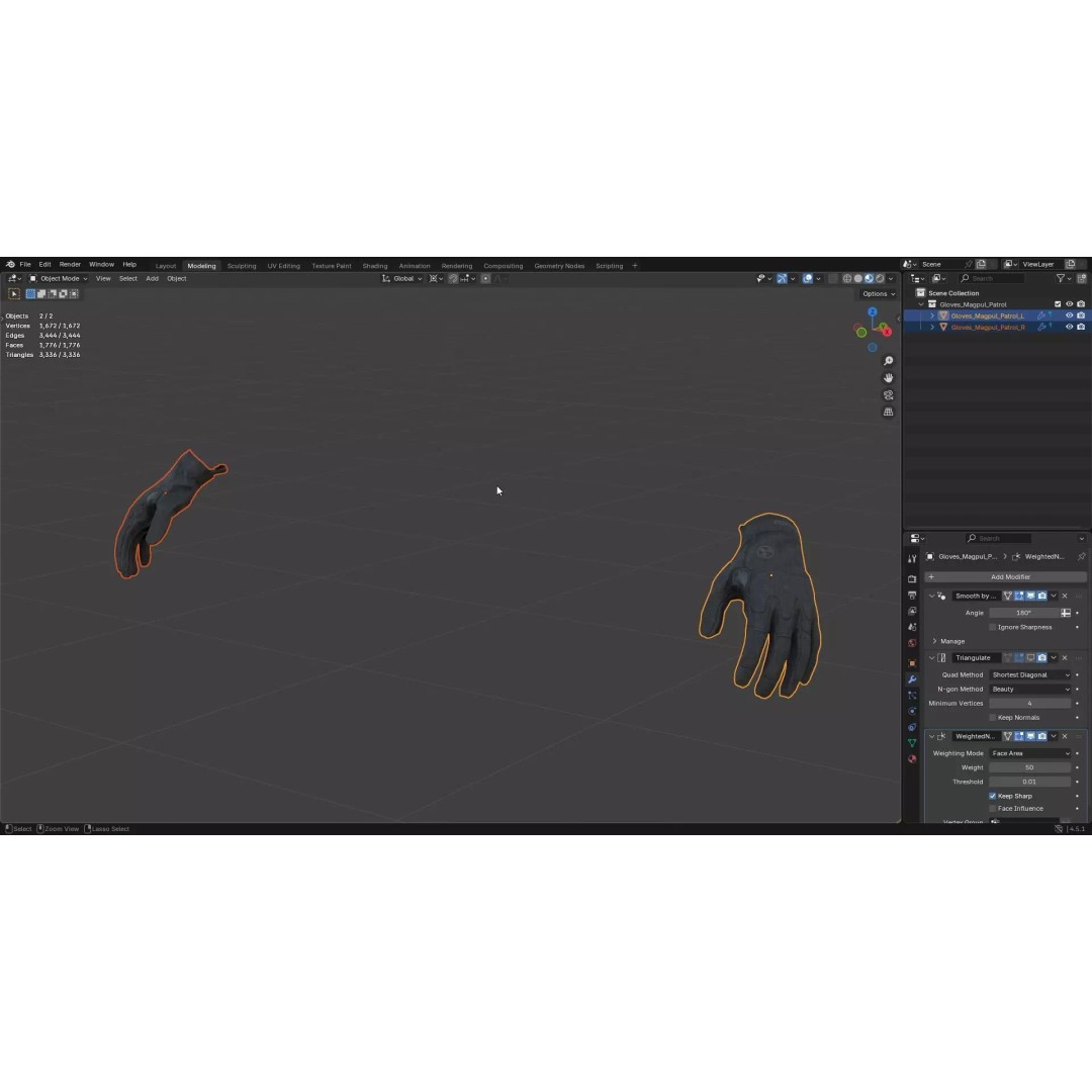 Magpul Patrol Gloves 3D Model – Low Poly Game Asset, FBX, PBR