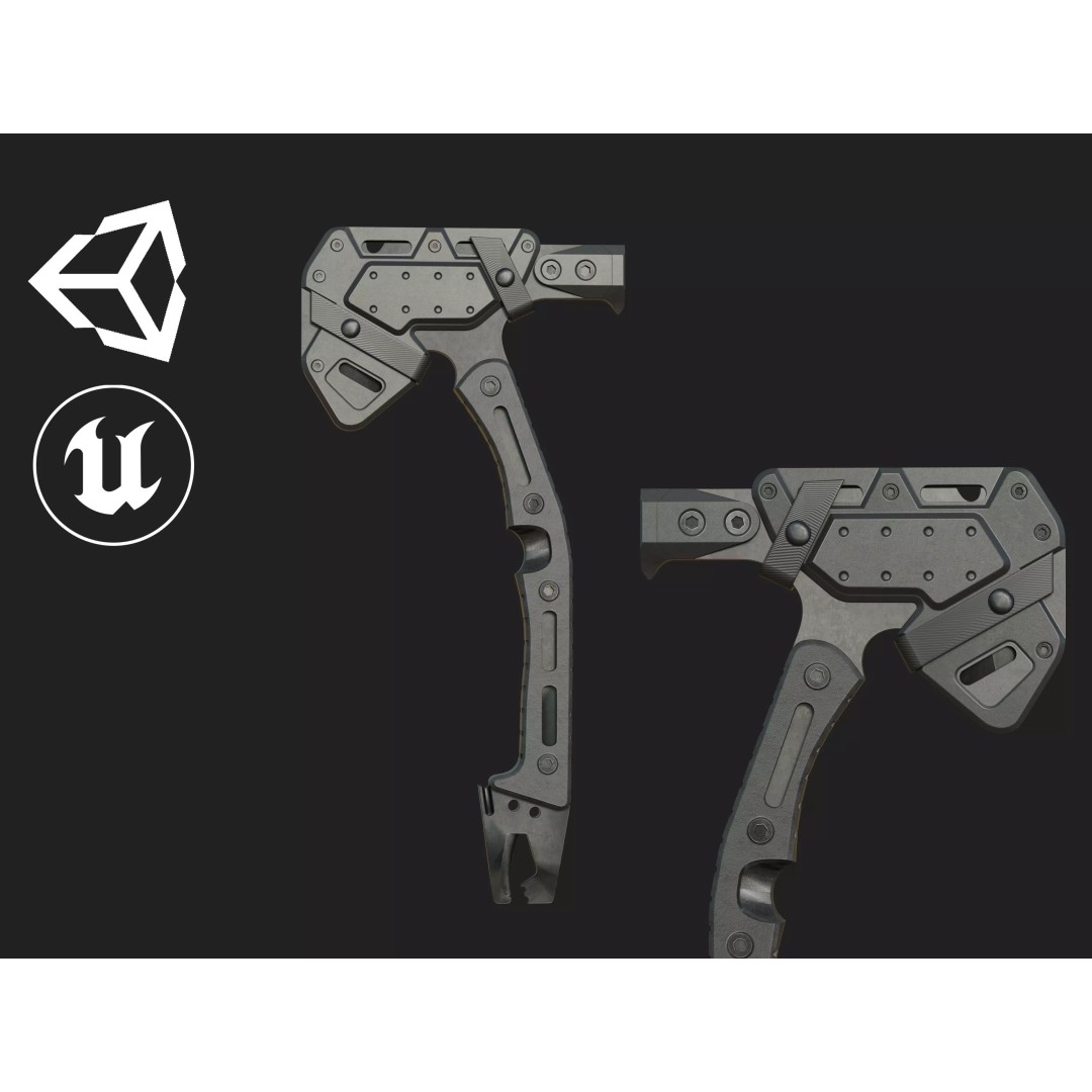 Camping Axe 3D Model – Low Poly PBR Game Asset, FBX, OBJ - View 2
