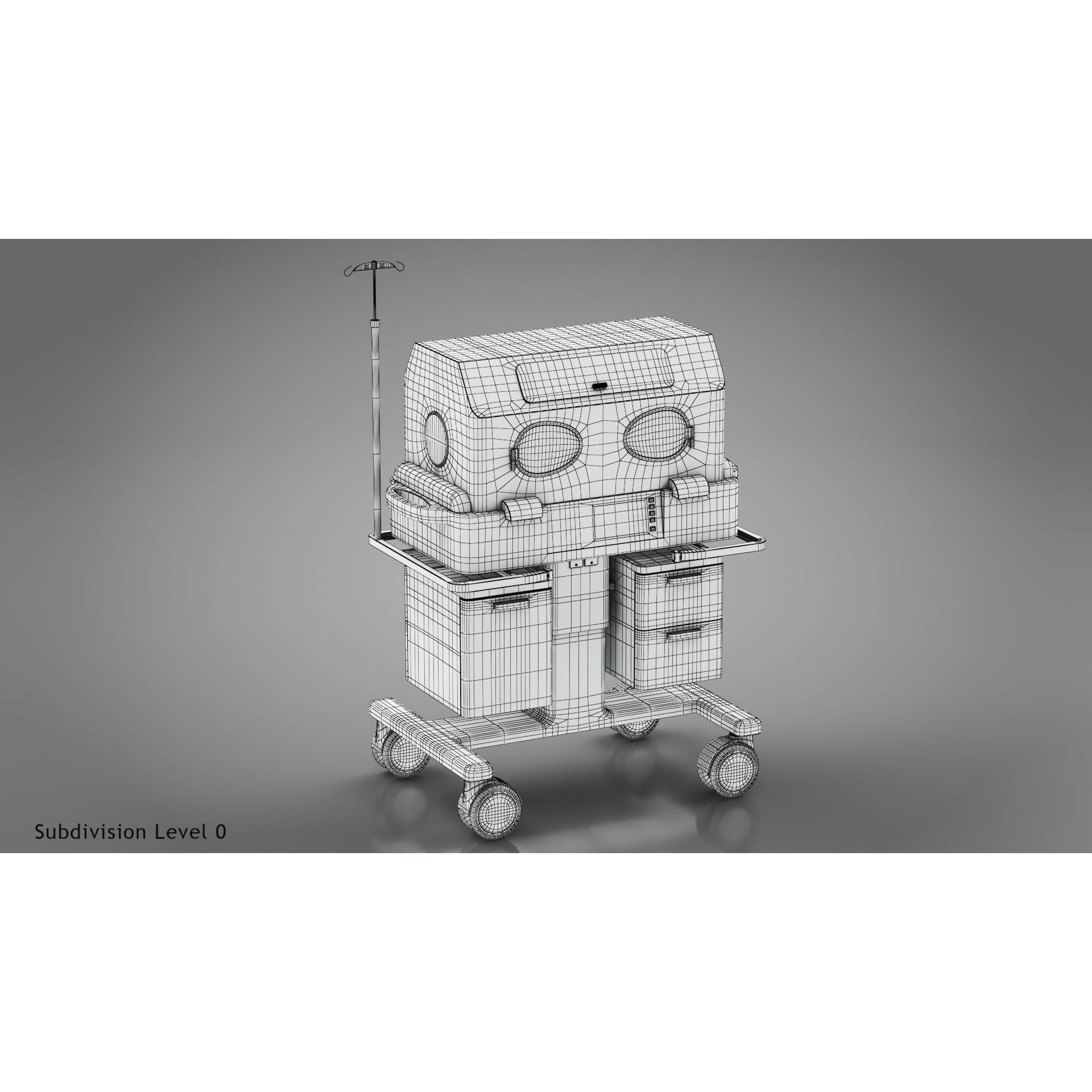 Baby Incubator - Low-Poly Game-Ready 3D Model - View 25