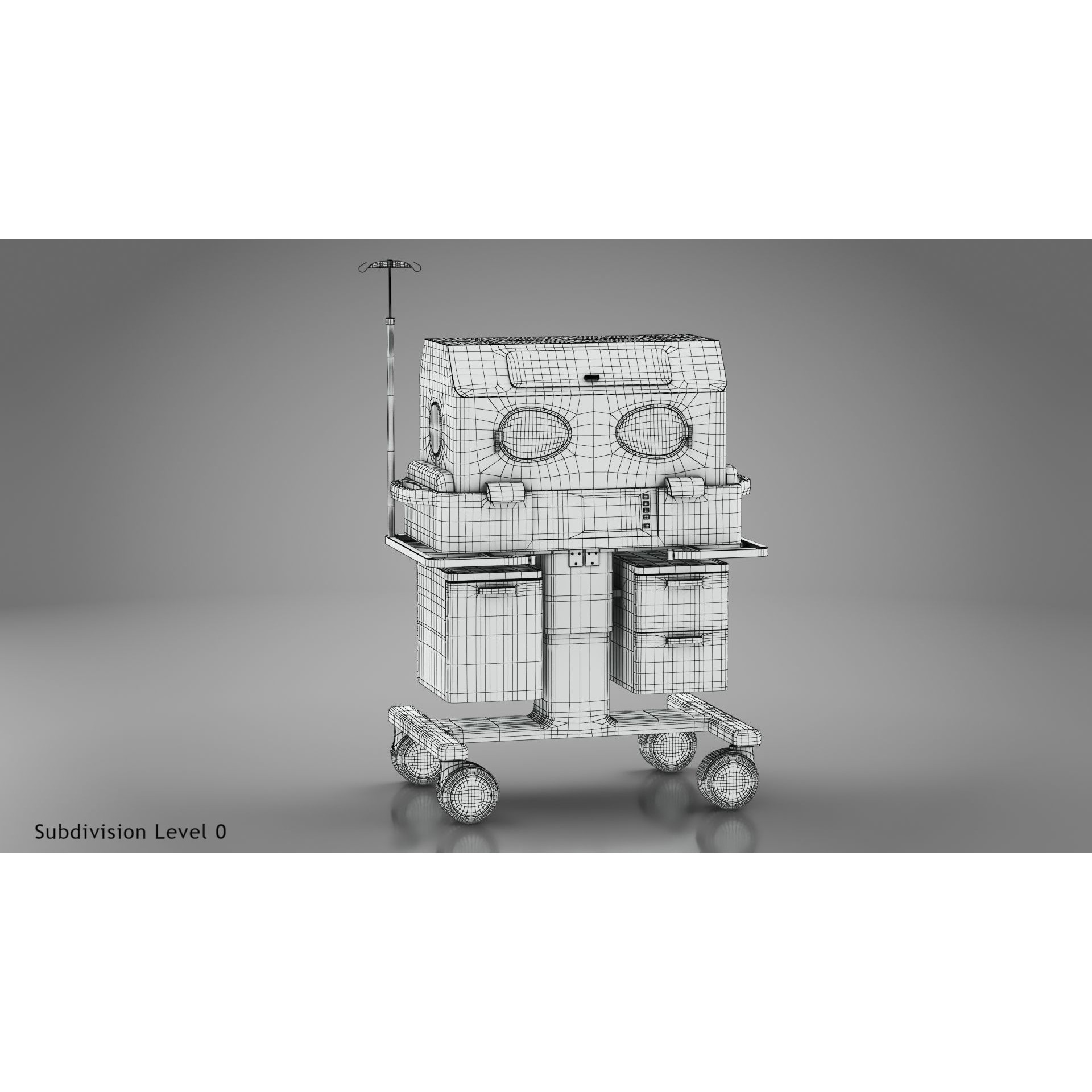 Baby Incubator - Low-Poly Game-Ready 3D Model - View 30