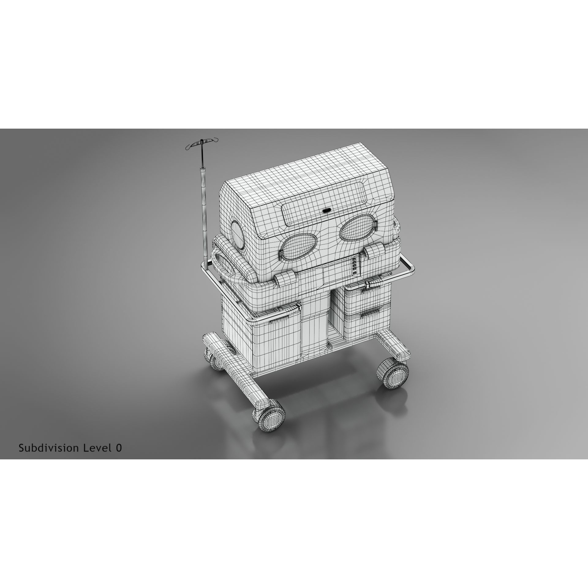 Baby Incubator - Low-Poly Game-Ready 3D Model - View 45