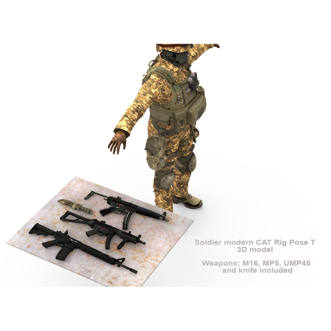 Soldier 3D Model – Low Poly Rigged Character with Textures - View 10
