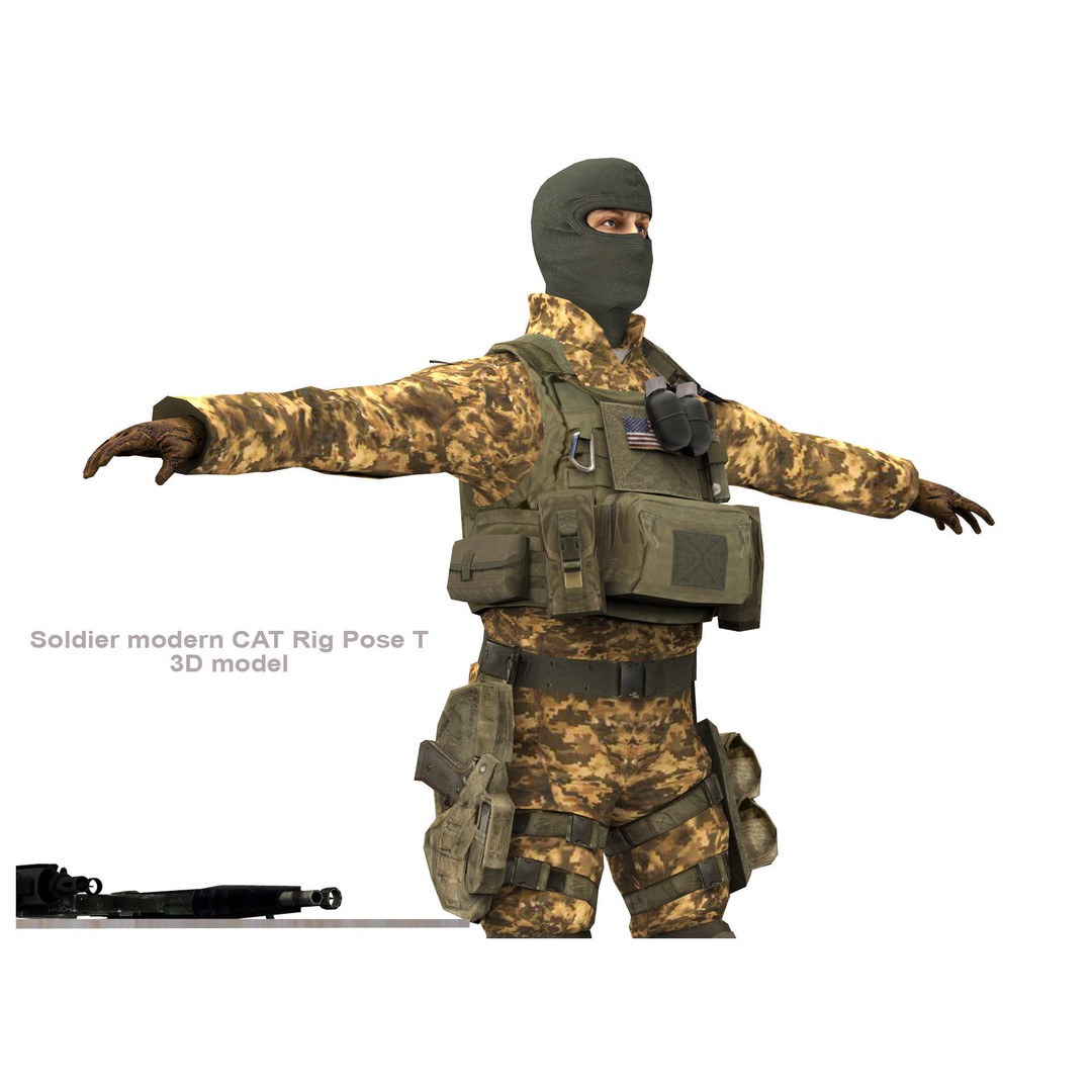 Soldier 3D Model – Low Poly Rigged Character with Textures - View 12