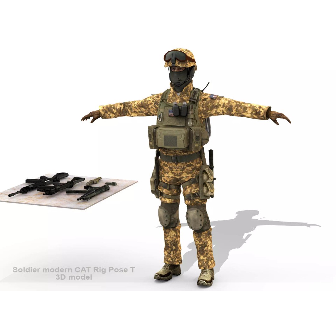 Soldier 3D Model – Low Poly Rigged Character with Textures - View 2