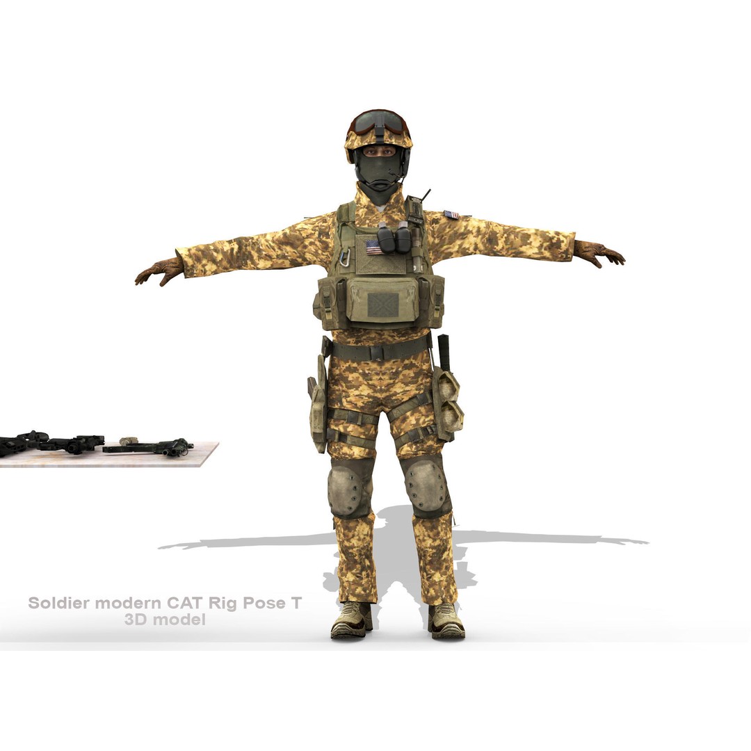 Soldier 3D Model – Low Poly Rigged Character with Textures - View 4