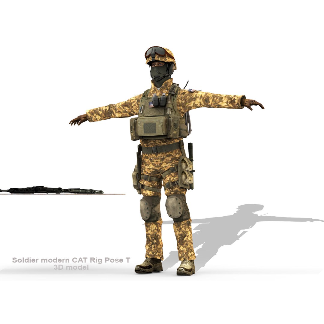 Soldier 3D Model – Low Poly Rigged Character with Textures - View 5