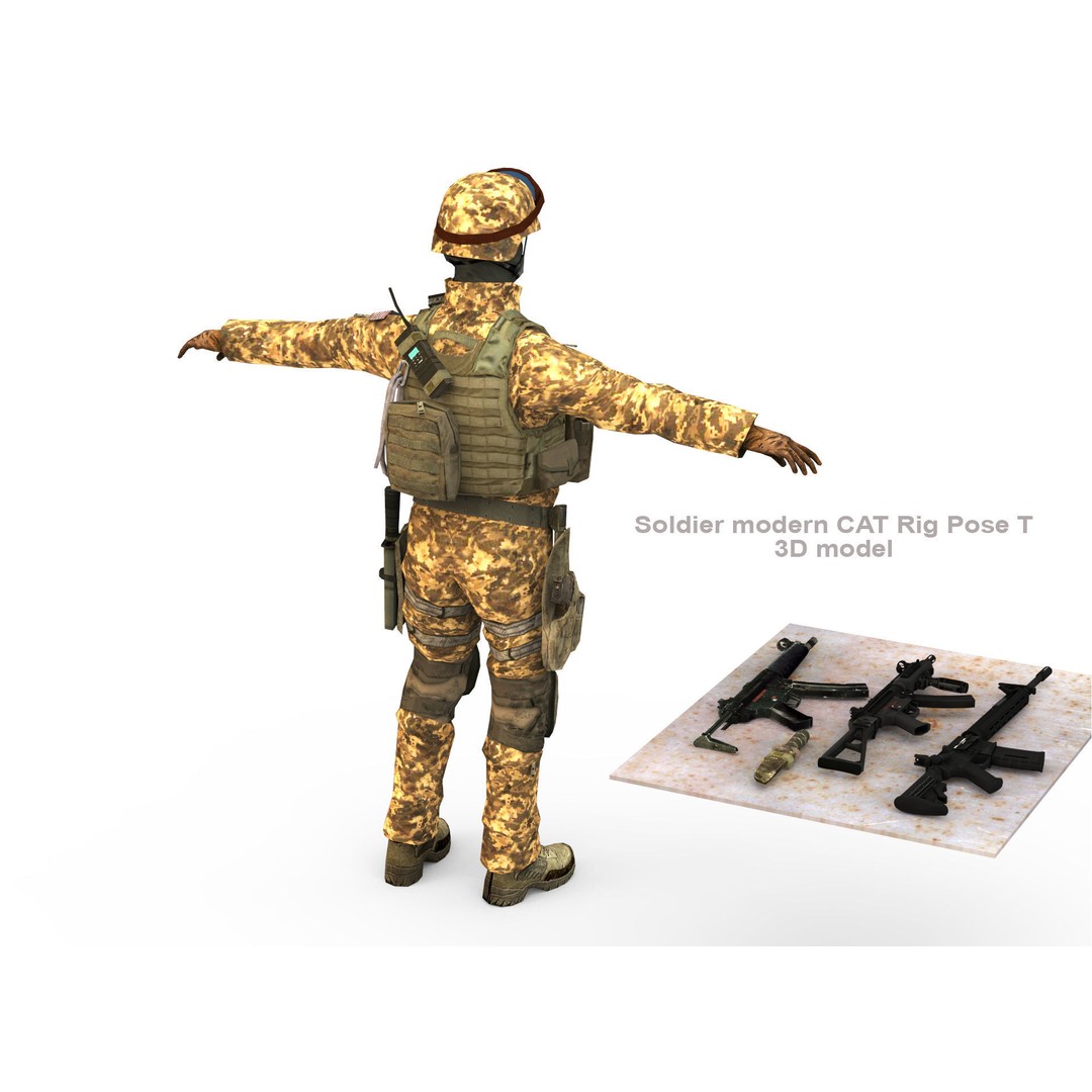 Soldier 3D Model – Low Poly Rigged Character with Textures - View 7