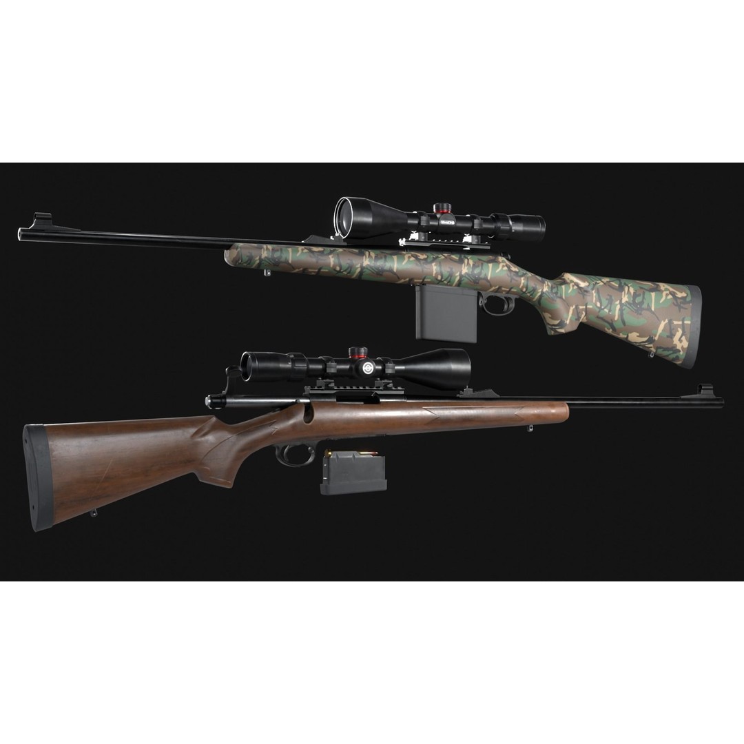 Remington Model 700 BDL 3D Model – Low Poly Game Asset, FBX, PBR - View 4