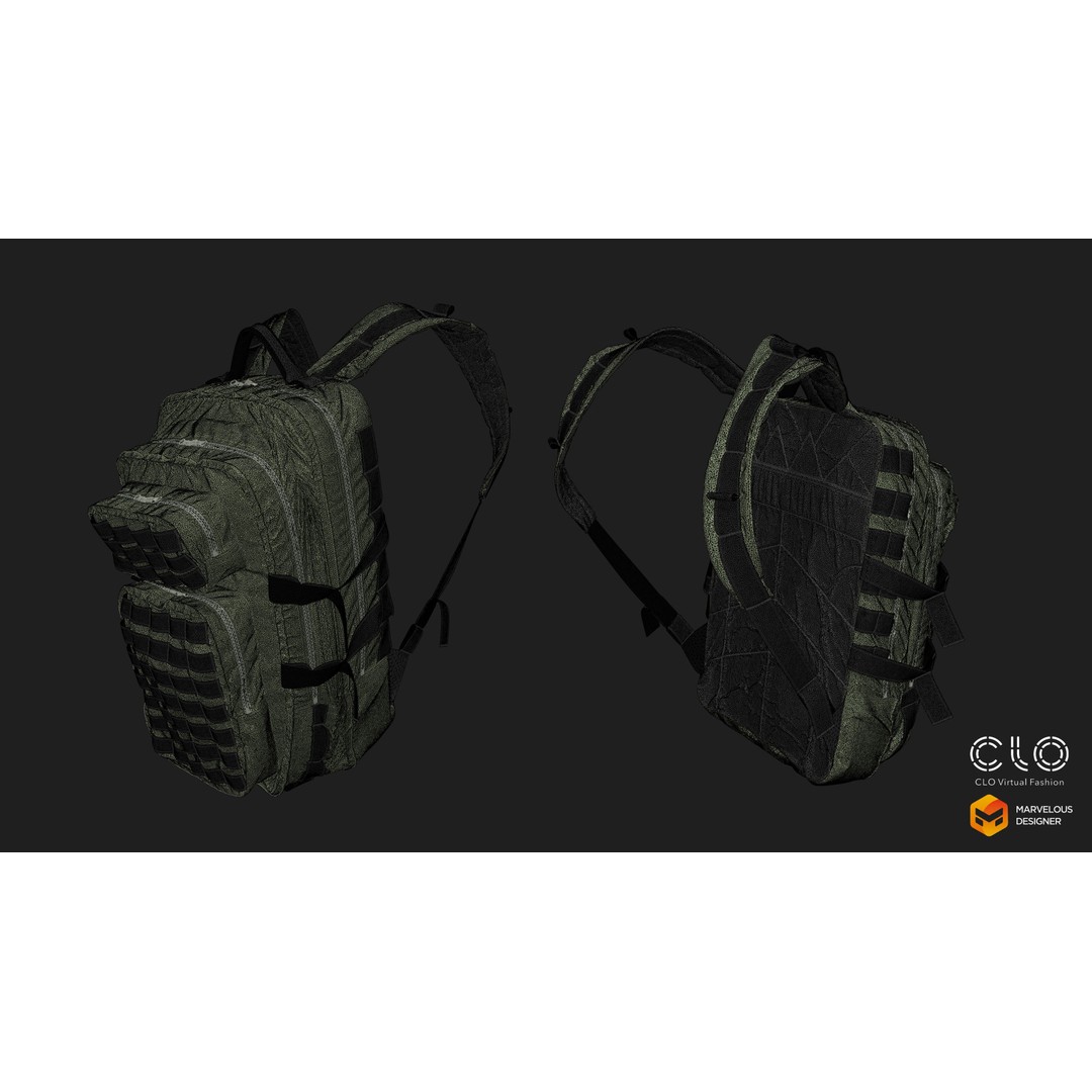 Military Backpack 3D Model – High Poly Tactical Asset, FBX, OBJ - View 12