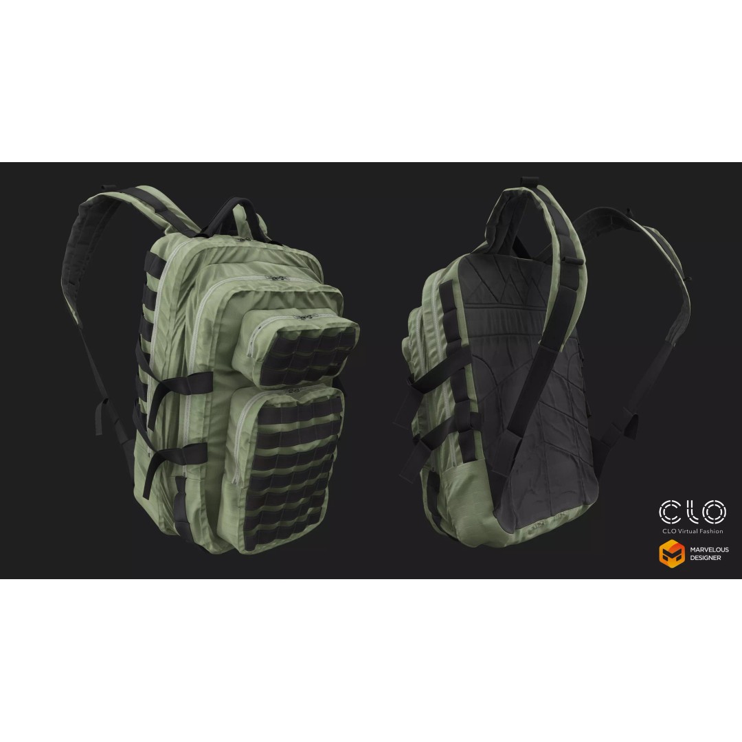Military Backpack 3D Model – High Poly Tactical Asset, FBX, OBJ - View 2