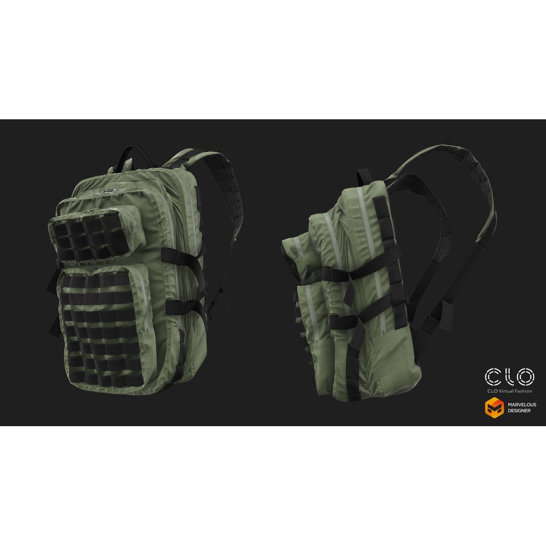 Military Backpack 3D Model – High Poly Tactical Asset, FBX, OBJ - View 3