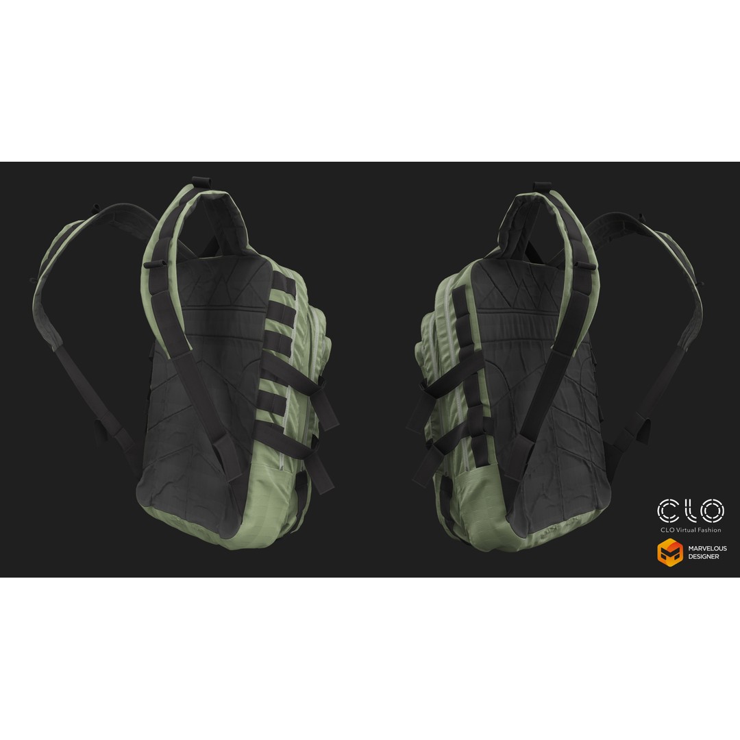 Military Backpack 3D Model – High Poly Tactical Asset, FBX, OBJ - View 4