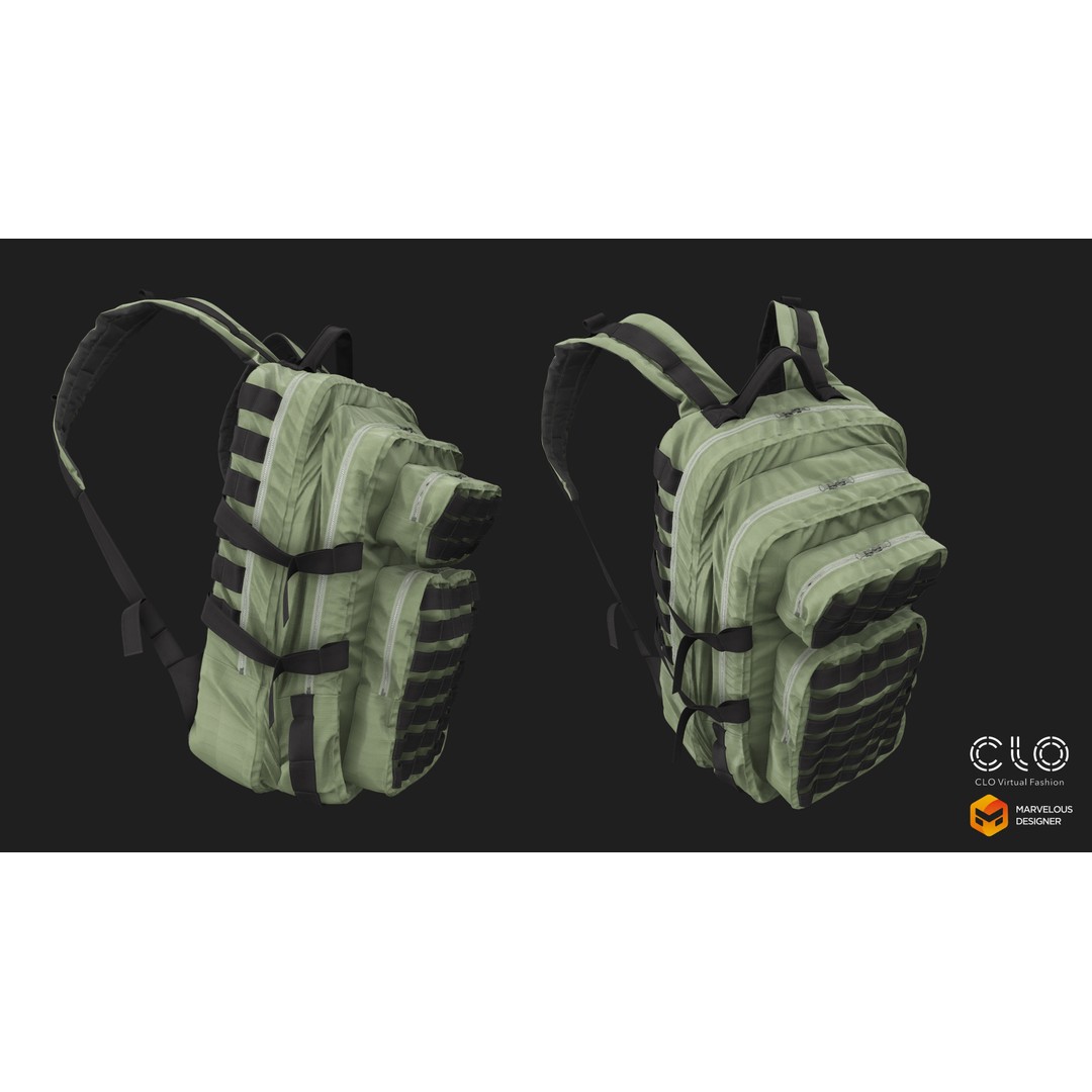 Military Backpack 3D Model – High Poly Tactical Asset, FBX, OBJ - View 5