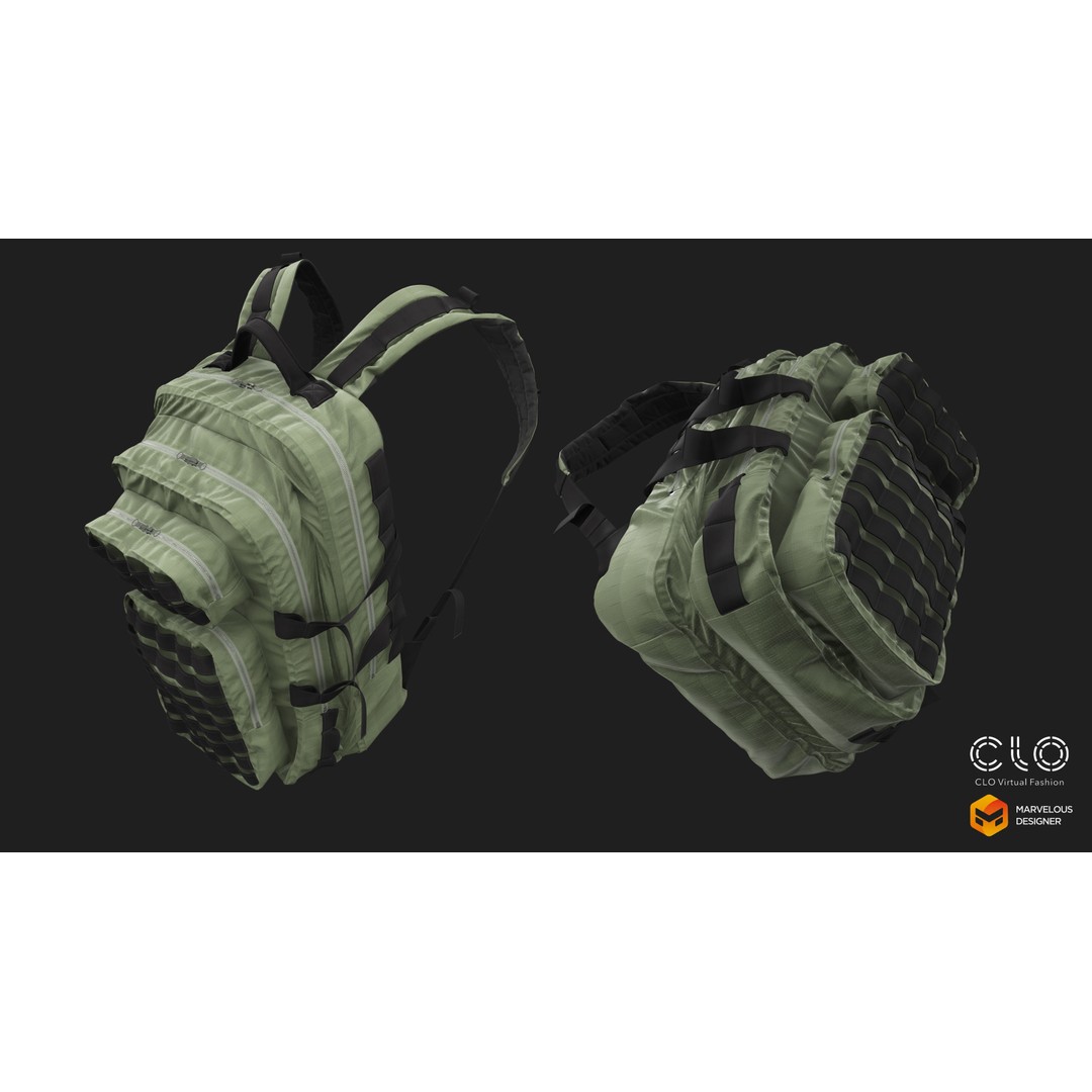 Military Backpack 3D Model – High Poly Tactical Asset, FBX, OBJ - View 6