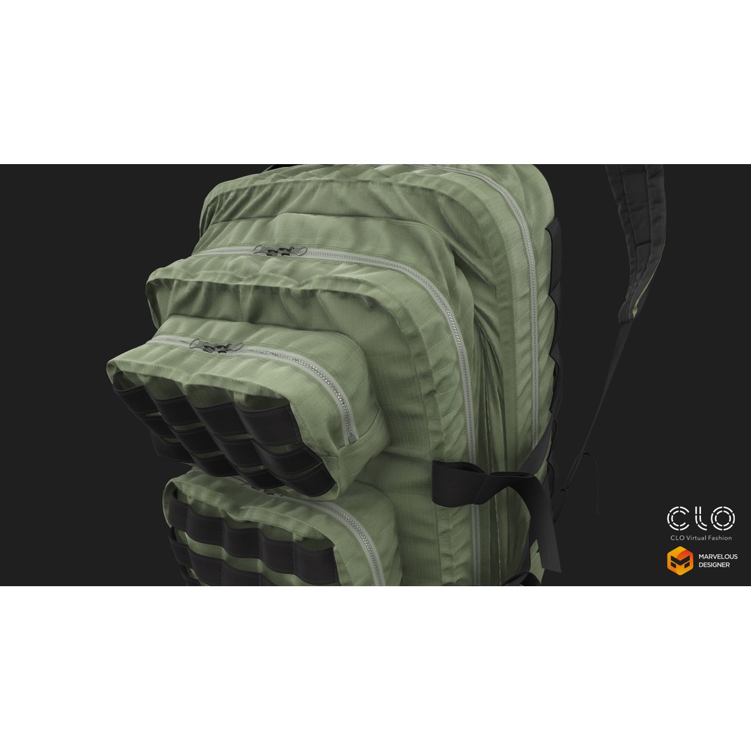 Military Backpack 3D Model – High Poly Tactical Asset, FBX, OBJ - View 7