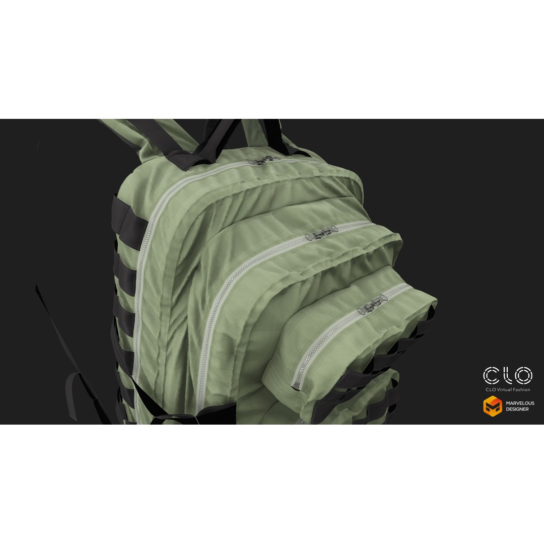 Military Backpack 3D Model – High Poly Tactical Asset, FBX, OBJ - View 9
