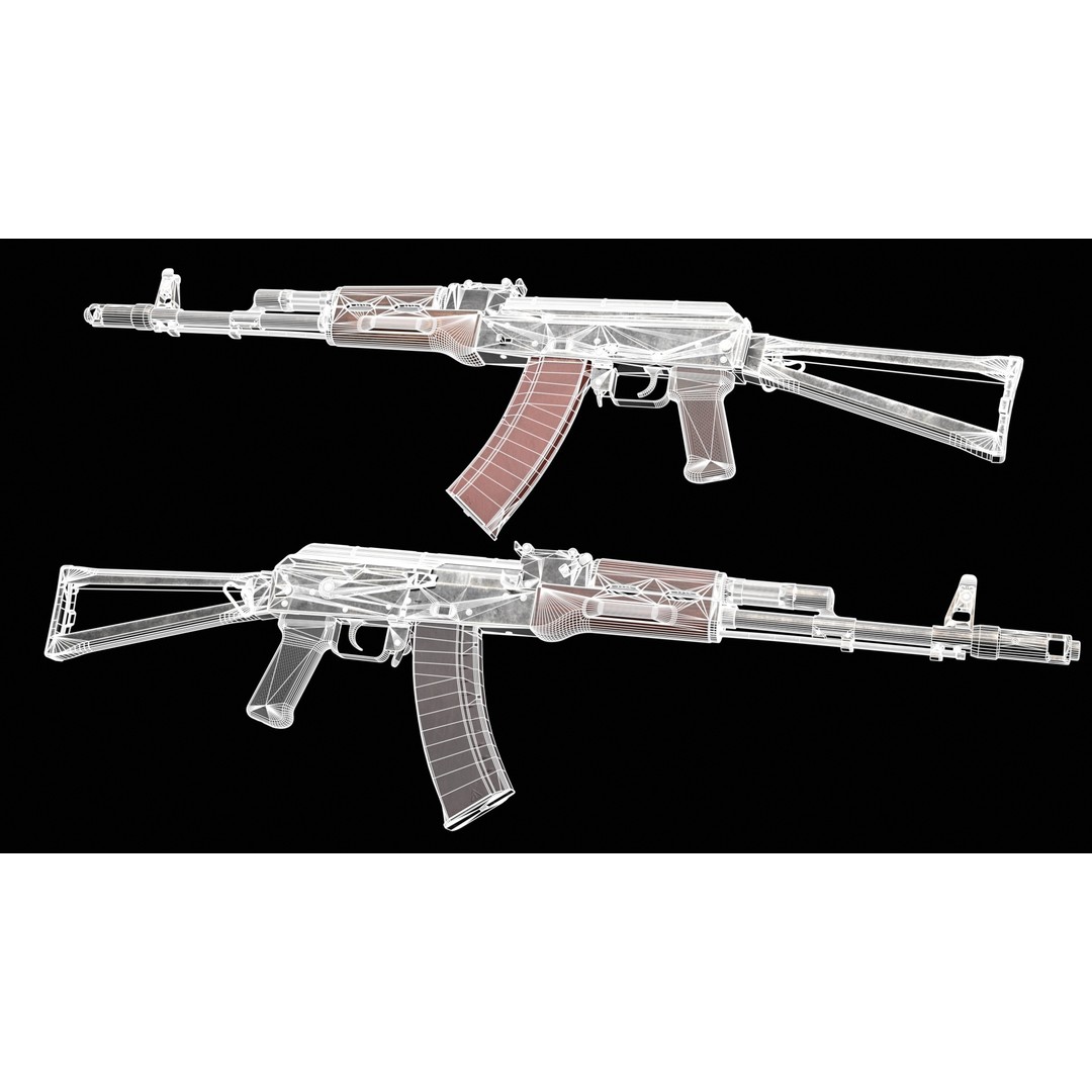 AKS-74 Kalashnikov Assault Rifle 3D Model – Low Poly Game Ready, FBX