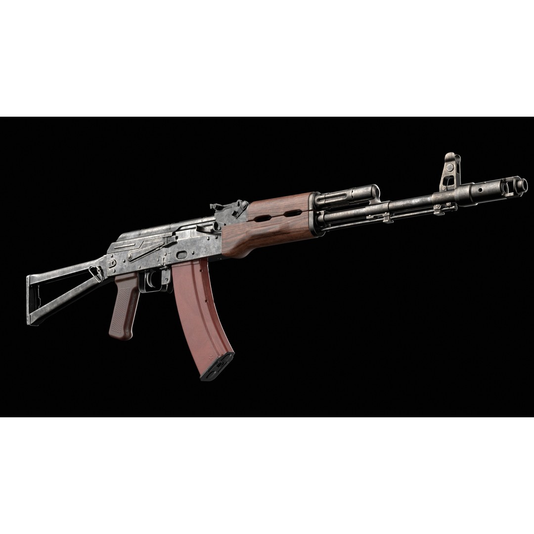 AKS-74 Kalashnikov Assault Rifle 3D Model – Low Poly Game Ready, FBX - View 10
