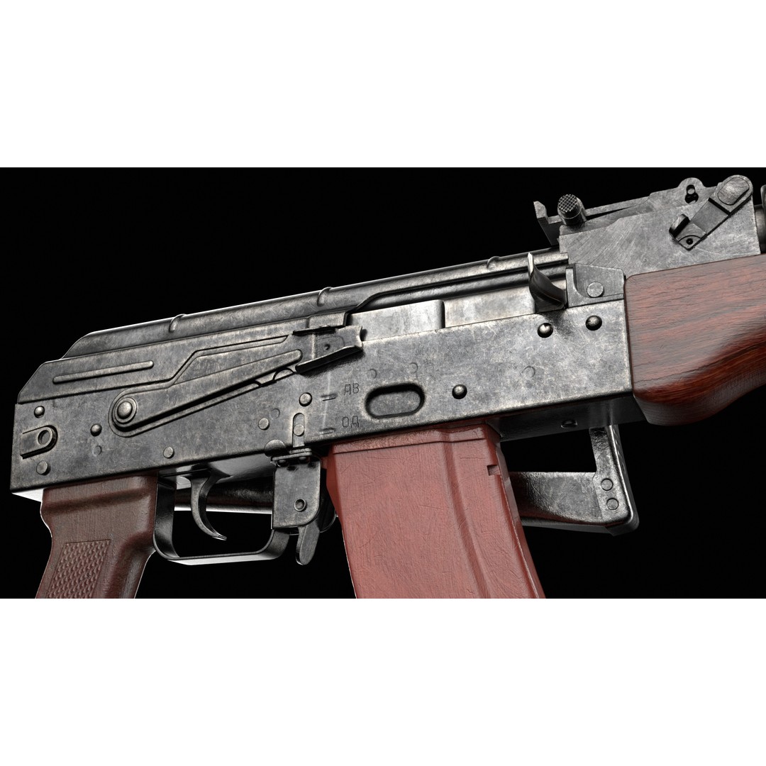 AKS-74 Kalashnikov Assault Rifle 3D Model – Low Poly Game Ready, FBX - View 11