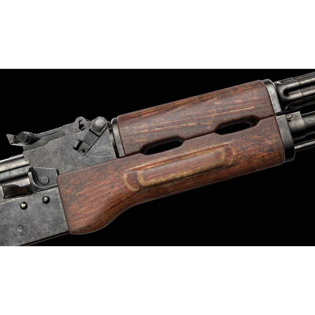 AKS-74 Kalashnikov Assault Rifle 3D Model – Low Poly Game Ready, FBX - View 12