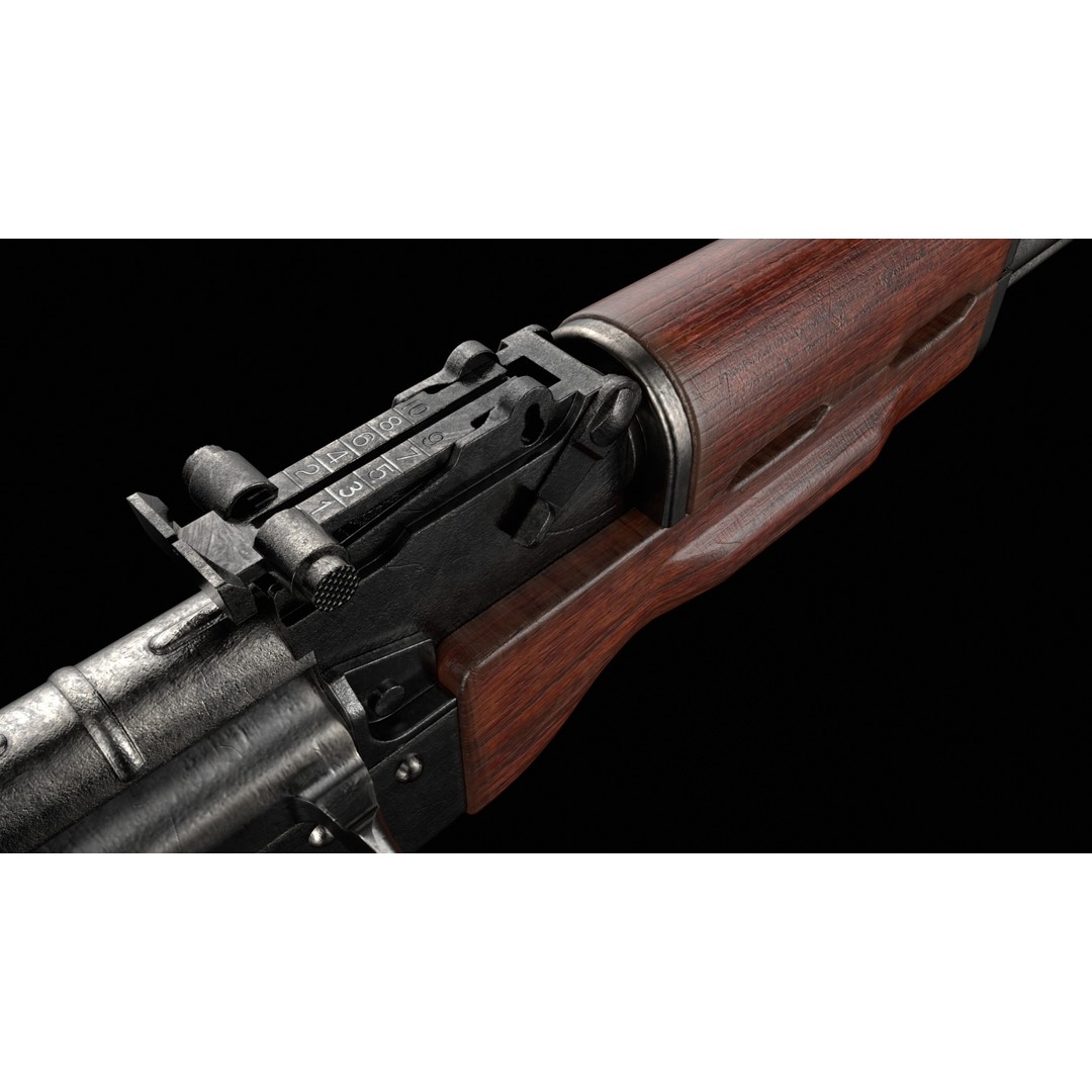 AKS-74 Kalashnikov Assault Rifle 3D Model – Low Poly Game Ready, FBX - View 13