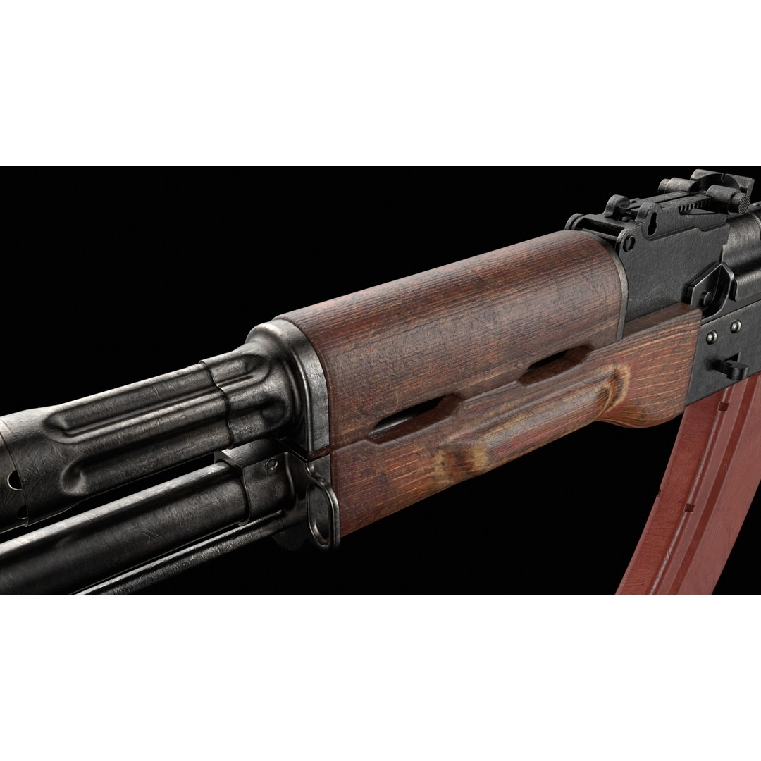 AKS-74 Kalashnikov Assault Rifle 3D Model – Low Poly Game Ready, FBX - View 14