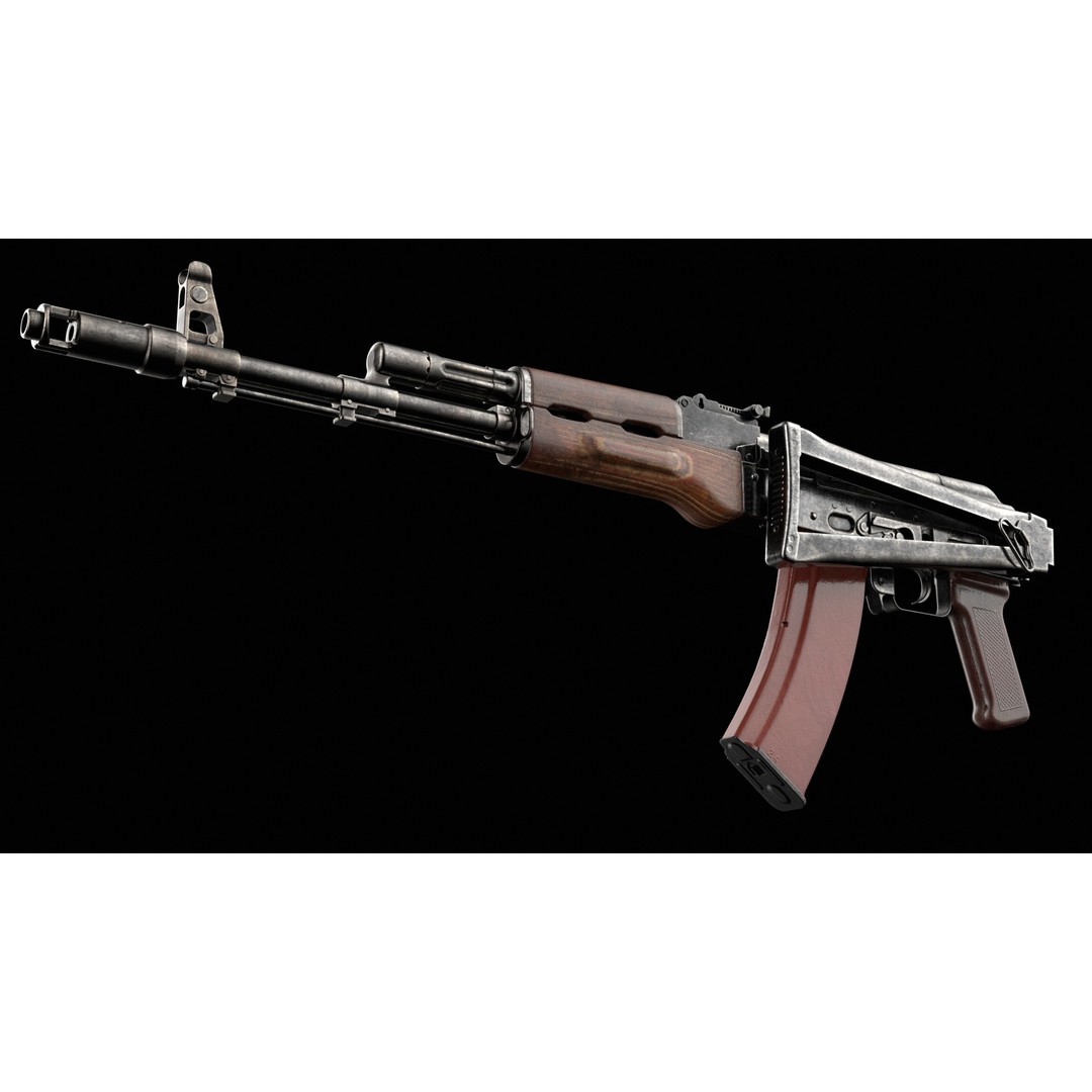 AKS-74 Kalashnikov Assault Rifle 3D Model – Low Poly Game Ready, FBX - View 17